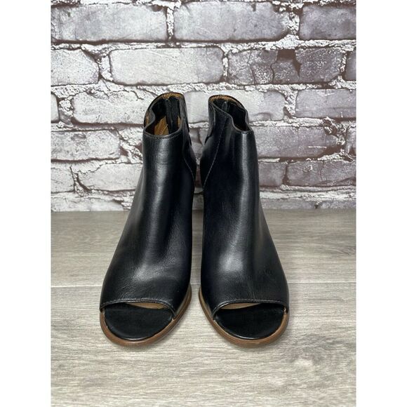 Coach Labelle Black Leather Open Toe Booties Heels Shoes Women’s Sz 7B US/37EU - Picture 2 of 16